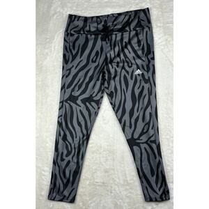 Adidas XS 7/8 Hyperglam AEROREADY Black Gray Zebra Training High Rise Tights